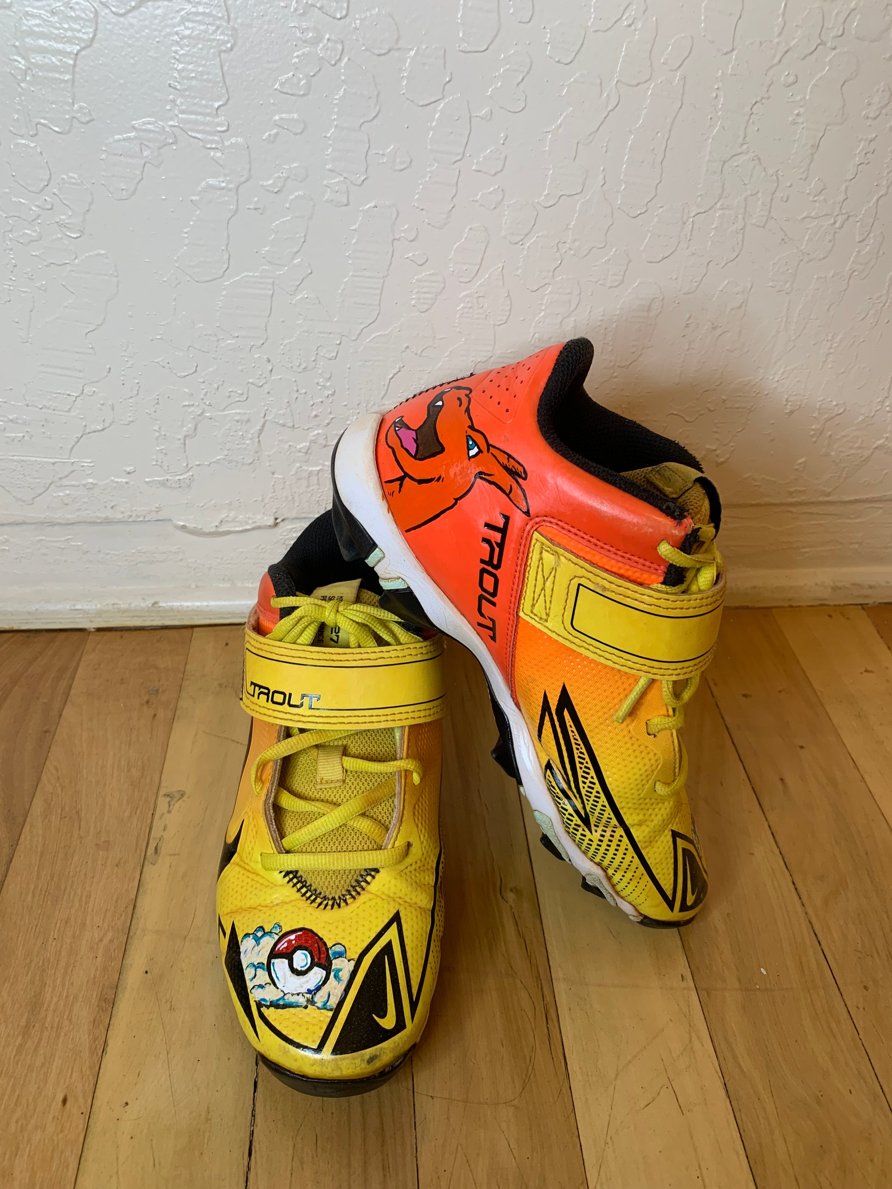 Used Nike Mike Trout Cleats - Custom Pokemon Charizard Design - Size 4.5